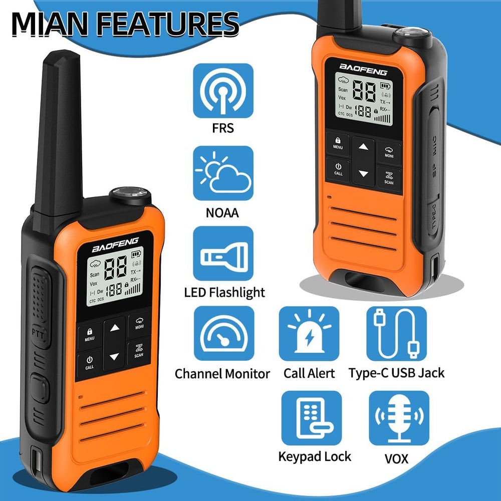 Walkie Talkies Long Range for Adult, 4Pack Rechargeable Baofeng Walkie Talkie...