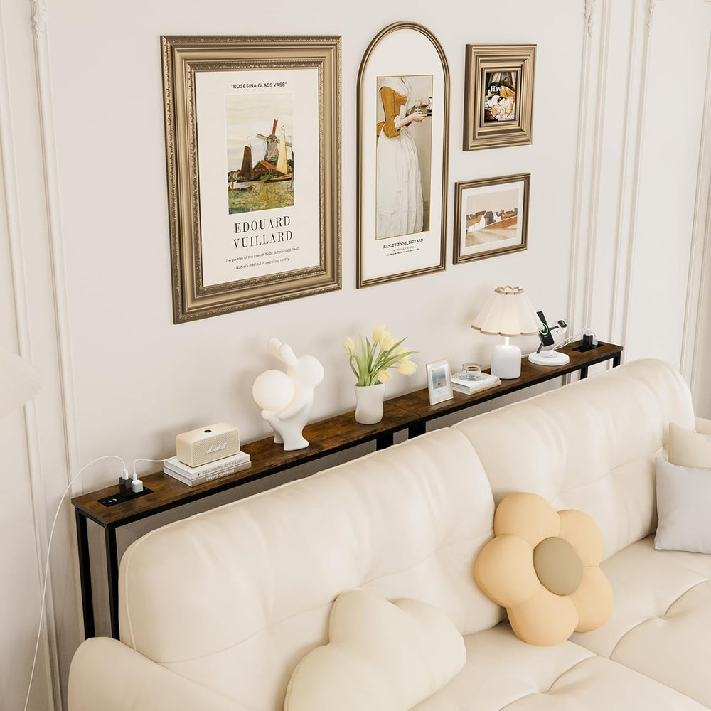 Aduanbang 5.9" Console Table with Outlet – Narrow Sofa Table, Behind Cou...