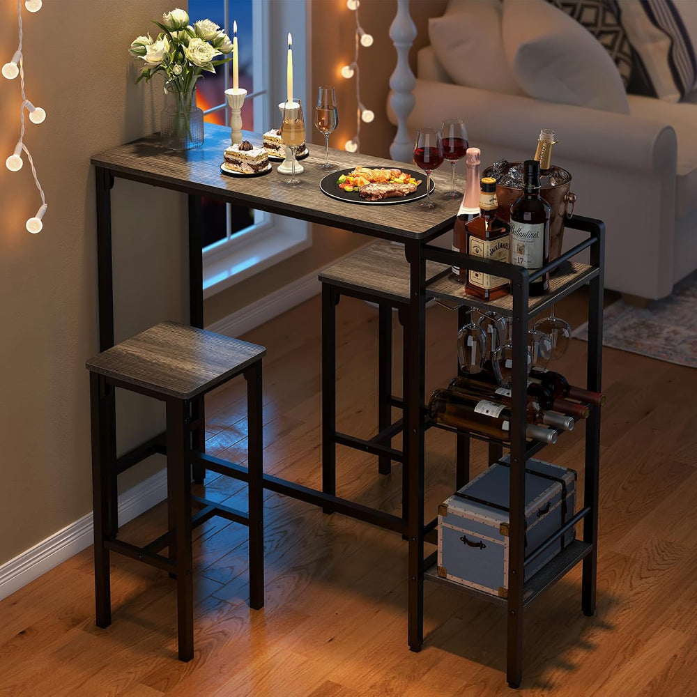 Weehom Bar Table and Chairs Set for Small Kitchens and Apartments - Space-Sav...
