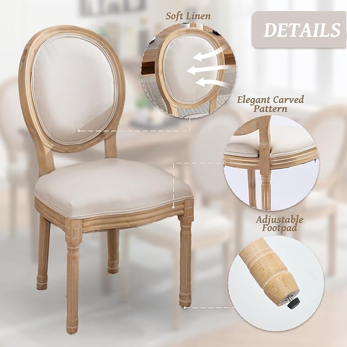 French Country Dining Chairs Set of 2,Farmhouse Upholstered Dining Room Chair...