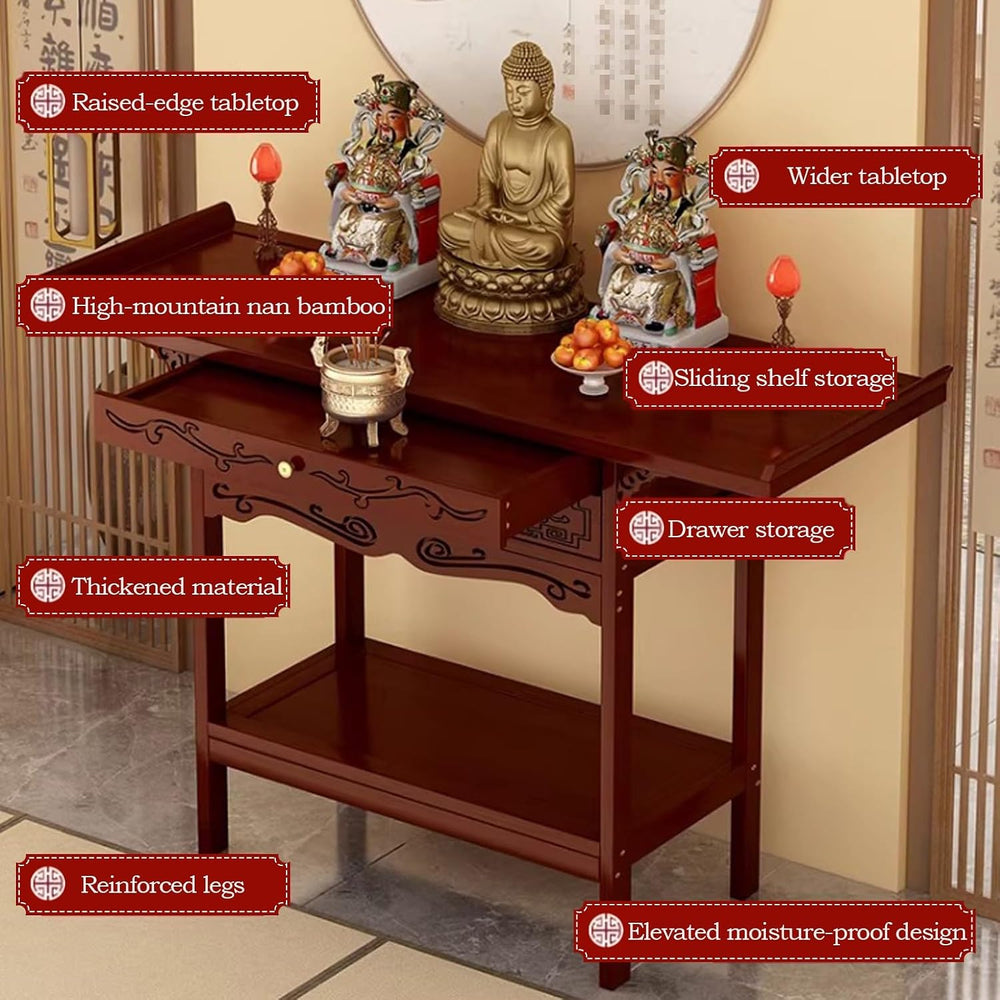 Chinese Meditation Buddhist Cabinet with Drawer Storage | Personal Shrine Sta...