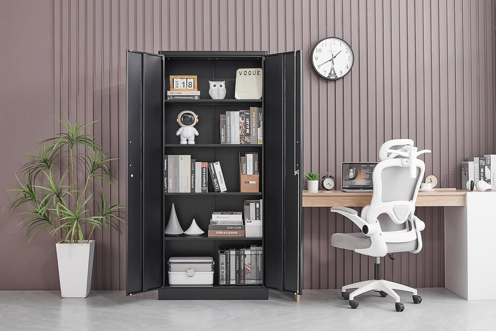 Guizeeopo Metal Storage Cabinet with Adjustable Shelves, Garage Storage Cabin...