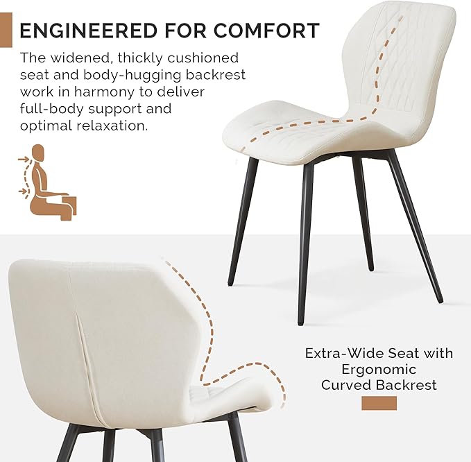 Dining Chair, Comfy Modern Dining Chairs with Thick Cushions, Upholstered Fab...