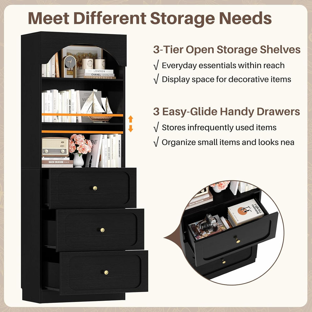 Cyclysio 80" Kitchen Pantry Cabinet with 6 Drawers, Wide Arched Kitchen ...