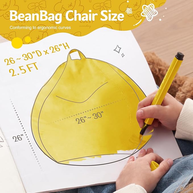 Homguava 2FT Bean Bag Chair: 2' Bean Bags with Memory Foam Filled,Comfy B...