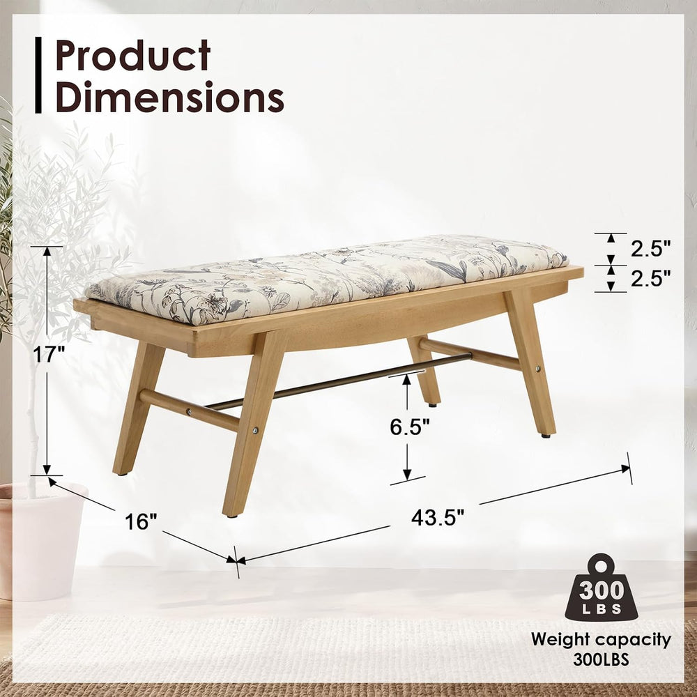 chairus Modern Shoe Bench Linen Fabric Upholstered Padded Seat Wooden Entrywa...