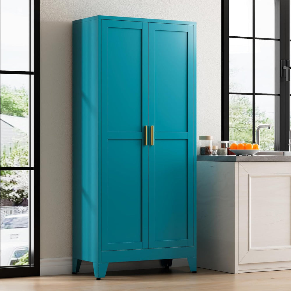 71” Tall Metal Kitchen Pantry Cabinet, Kitchen Storage Cabinets, Steel Cupboa...