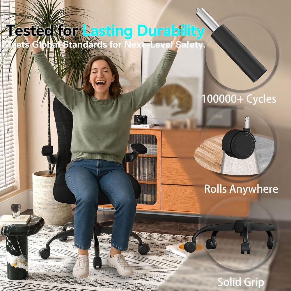 Ergonomic Home Office Chair, 4-Way Lumbar, Thick Cushion, 330LBS | Adjustable...