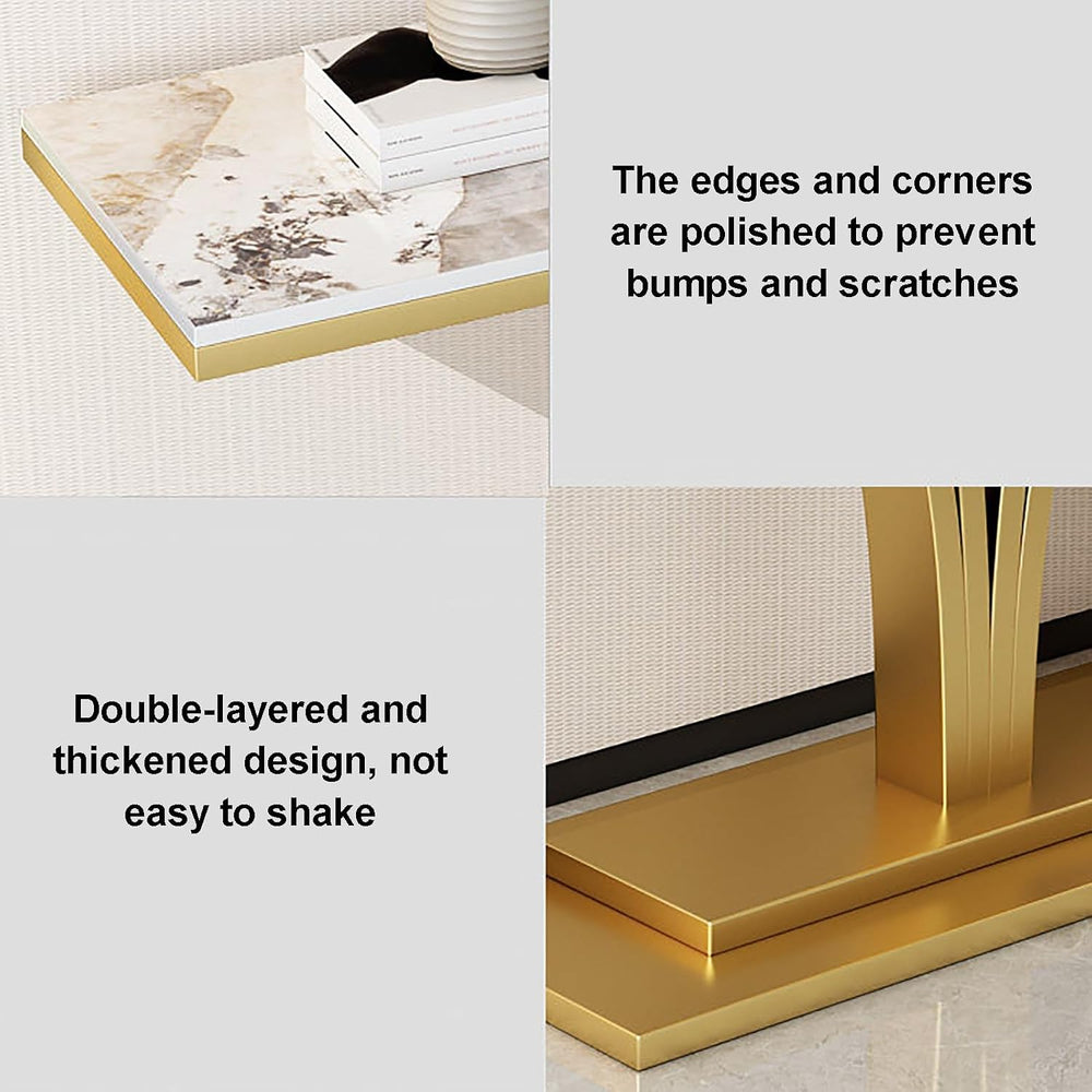 Modern Console Table Rock Slab Entryway Table Metal Couch Table Decorative Fu...