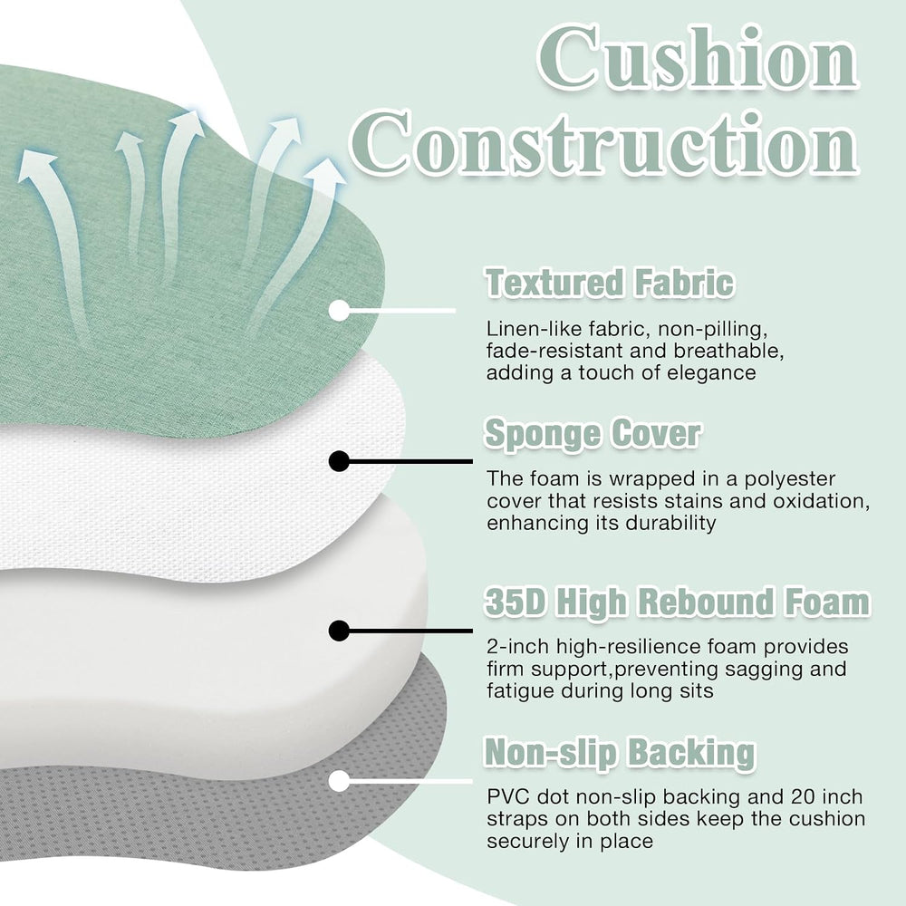 Mint Green Winsor Chair Cushions Seat Pads with Ties Set of 4
