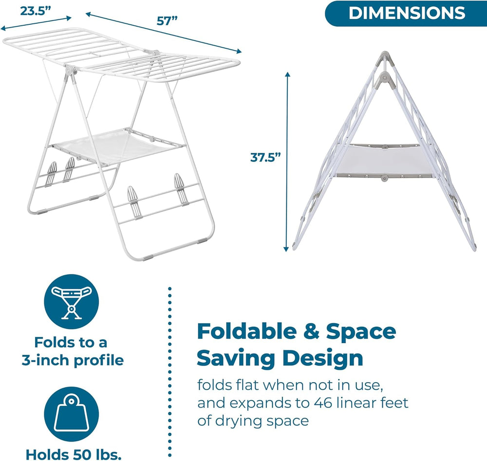 Honey-Can-Do Heavy-Duty Foldable Laundry Drying Rack – Portable Shoes & C...