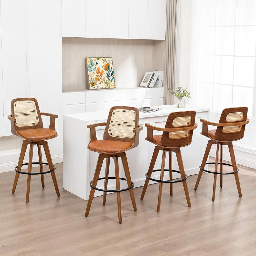 Mid Century Counter Stools, 26.3" Kitchen Island Stools with Curved Back...