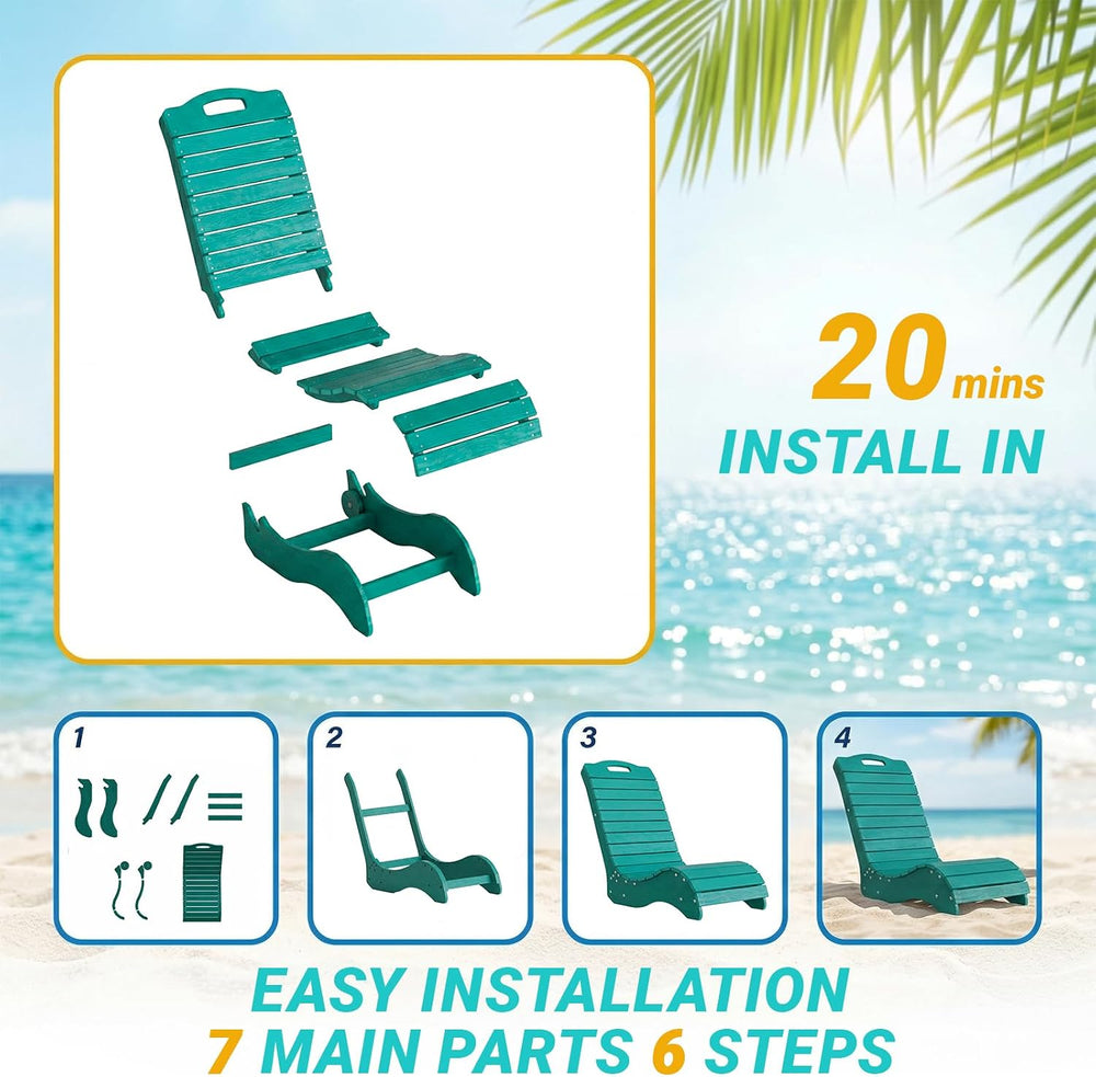 Skybright HDPE Pool Lounge Chairs Set of 2, in-Pool Chaise Lounge Outdoor wit...
