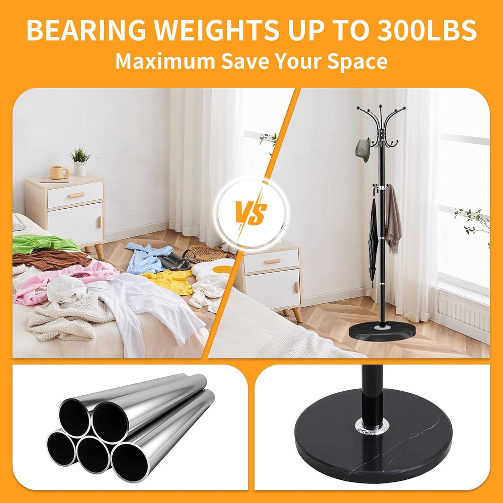 ZOZOE Metal Coat Rack Stand, Modern Coat Rack Freestanding with Natural Marbl...