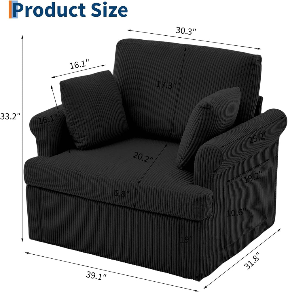 Garvee 39" Modern 360 °Swivel Accent Chair,Large Corduroy Accent Chairs ...