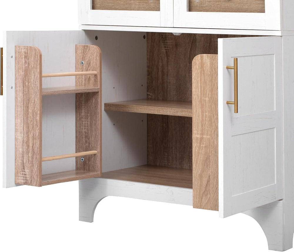 LUMISOL 71" Tall Arched Pantry Cabinet, Modern Kitchen Storage Cabinet w...