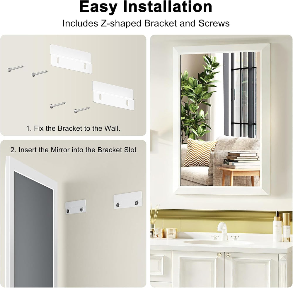Bathroom Wall Vanity Mirror for Over Sink(White,24x36Inch)