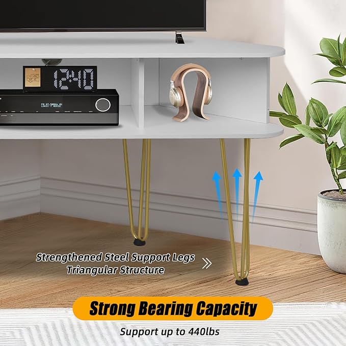 Corner TV Stand for 50 Inch TV, Entertainment Center with Storage Cabinet, In...