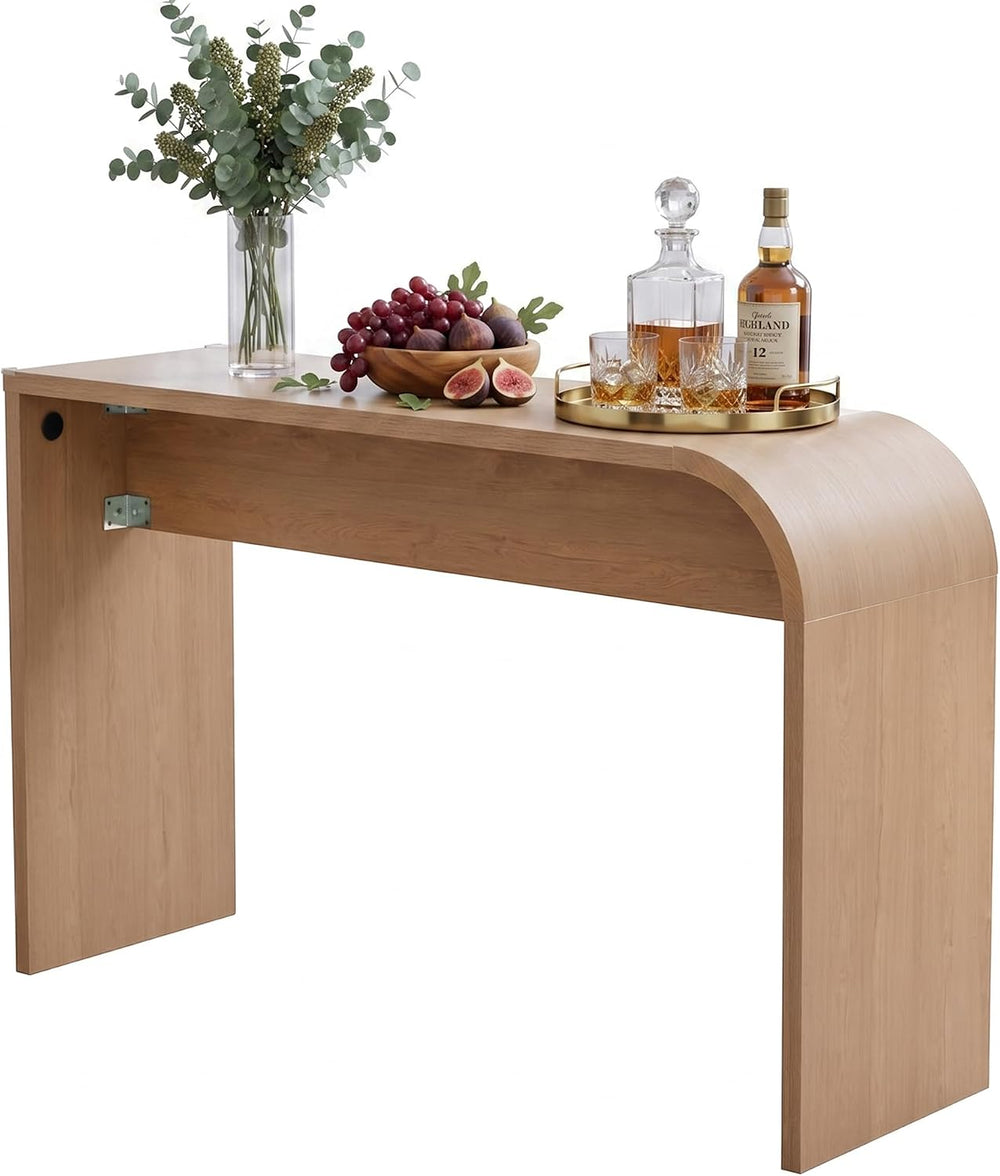 Curved Narrow Console Table, Skinny Behind Couch Counter Height Bar Table | 5...