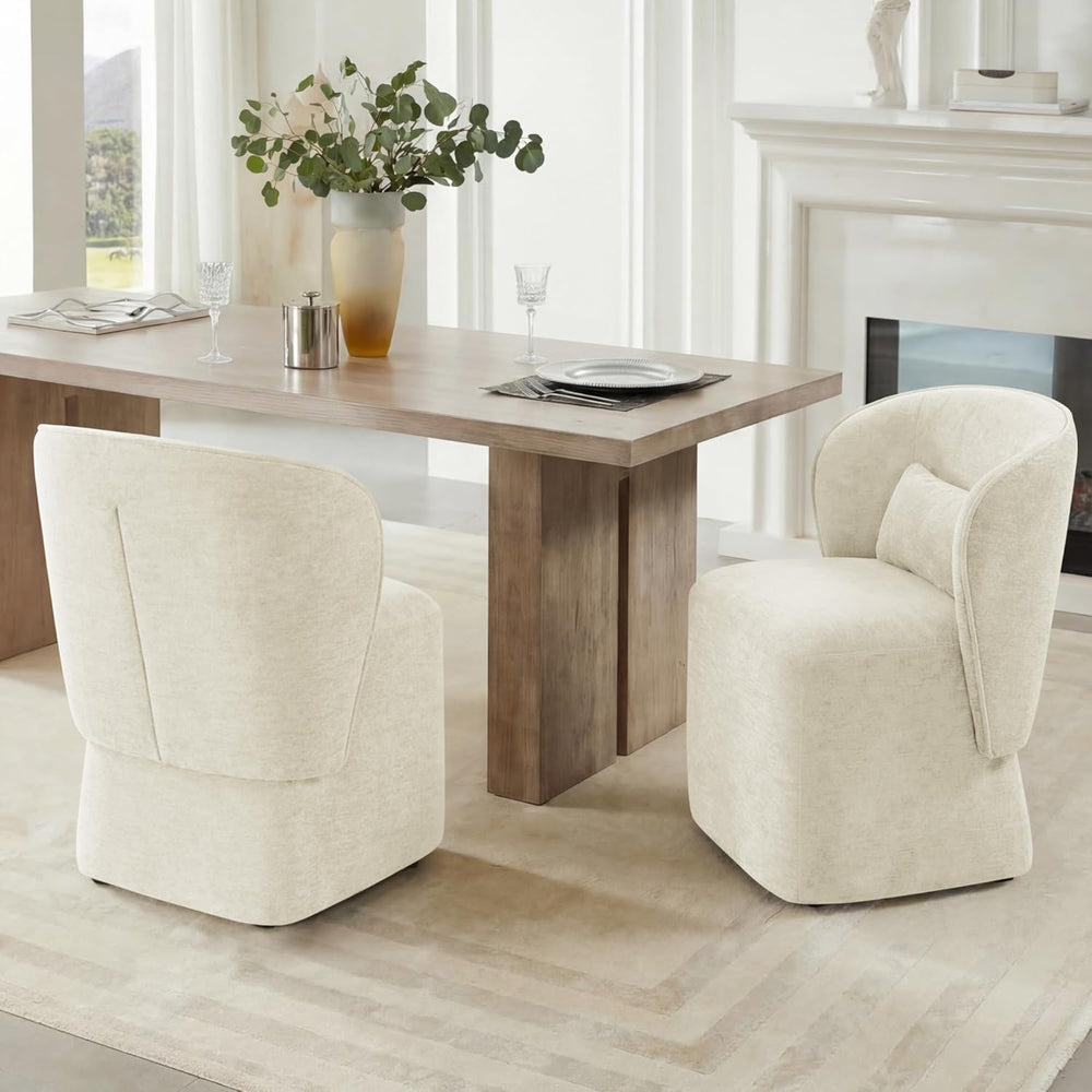 KISLOT Upholstered Dining Chairs with Wheels, Easy Assembly Stain Resistant F...