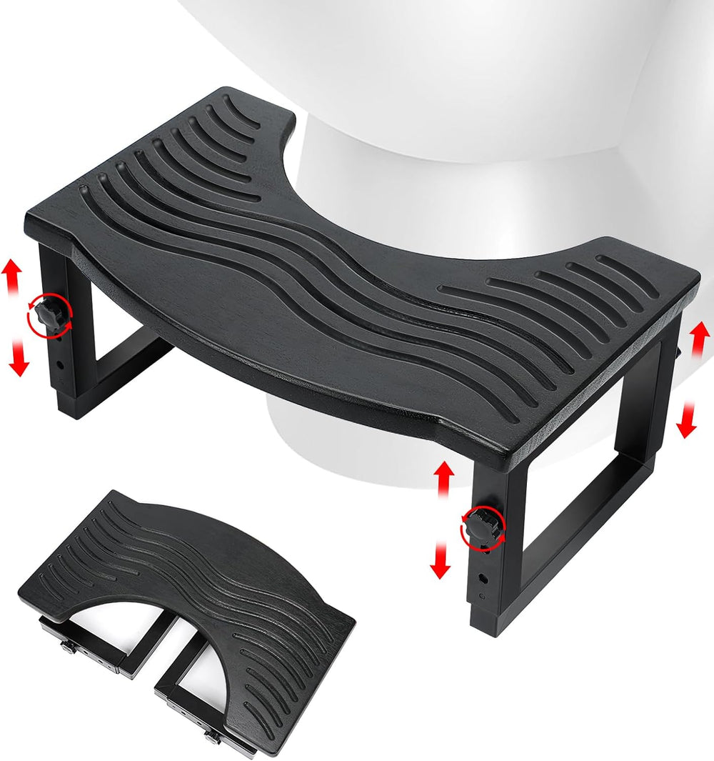 Toilet Stool Foldable,7in,8in,9 in Adjustable Height,Poop Stool