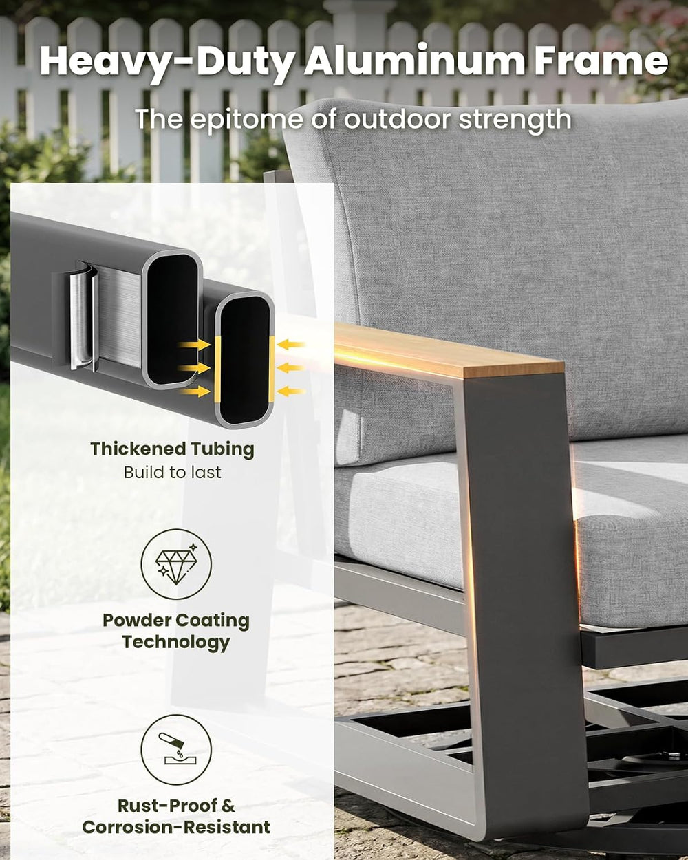 Outdoor Swivel Patio Chairs Set of 3, Aluminum Large 3-Piece Outdoor Patio Co...