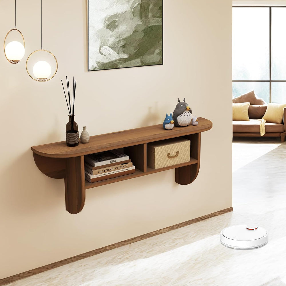 Floating Solid Wood Console Table, 32'' Wall Mounted Narrow Entryway ...