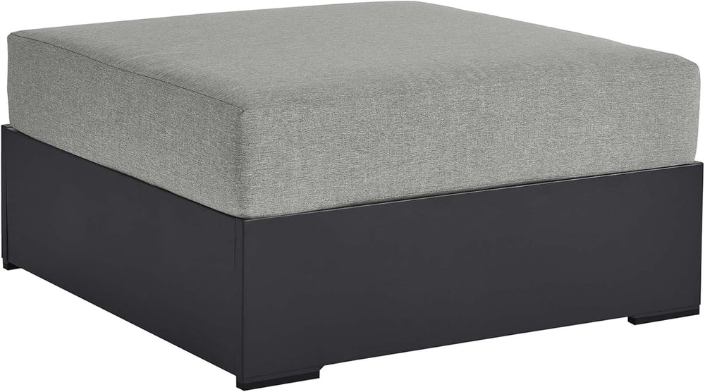 Modway Tahoe Aluminum Ottoman Gray with Weather-Resistant Cushion-Ideal as Ou...