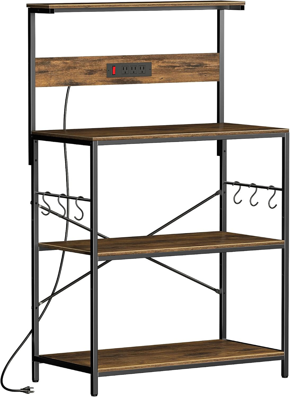 VUSIGN Kitchen Bakers Rack with Power Outlet, 31.5 Inch Coffee Bar Station wi...