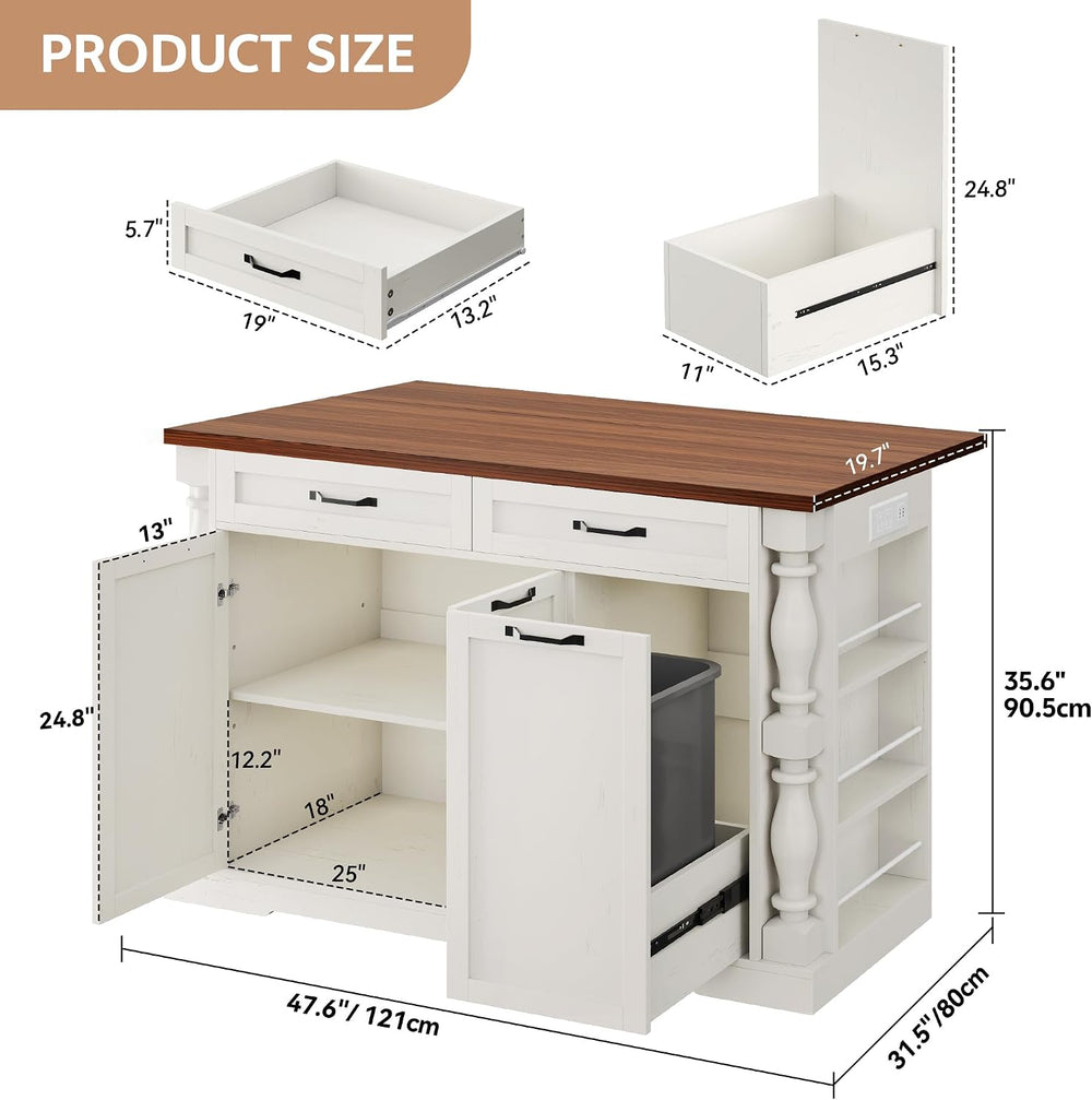 Kitchen Island with Drop Leaf, 47.6" Kitchen Island with Storage | with ...