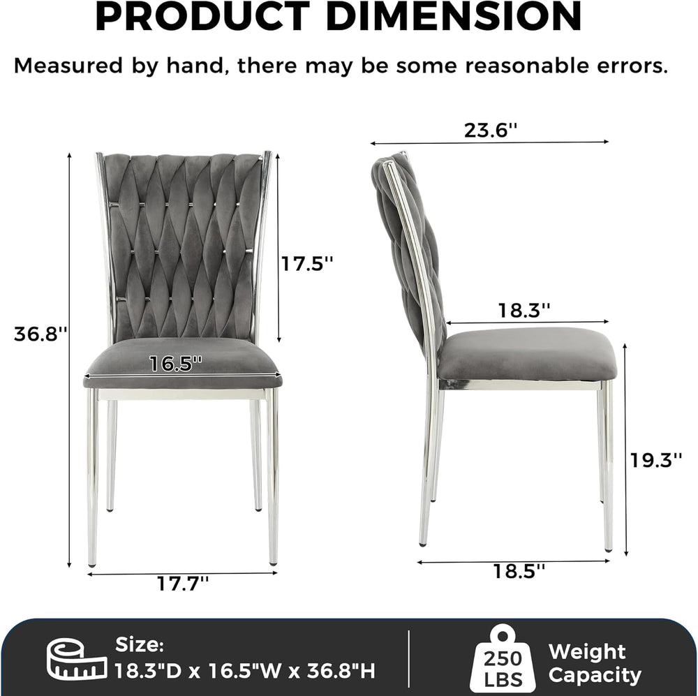 Velvet Dining Chairs Set of 4, Modern Upholstered Kitchen Chairs with Silver ...