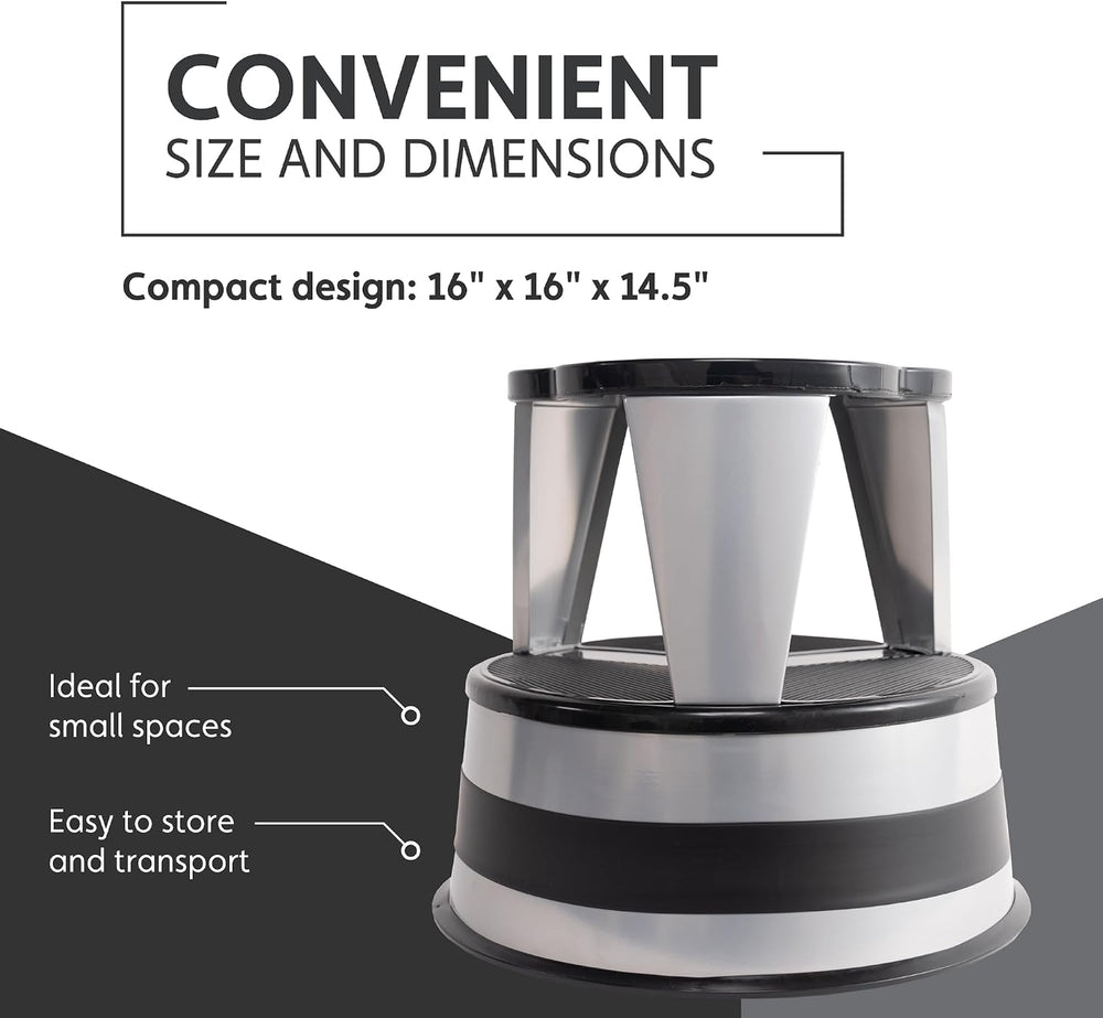 Cramer Kik Step Steel Step Stool - Two Step Stool, Holds 350 lbs (Silvertone)