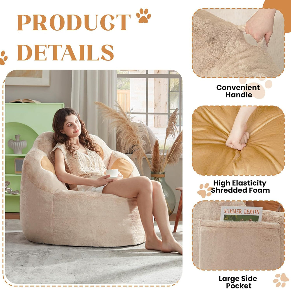 Achicsofar Giant Bean Bag Chair for Adults Teens, Cat's Paw Beanbag Chair...