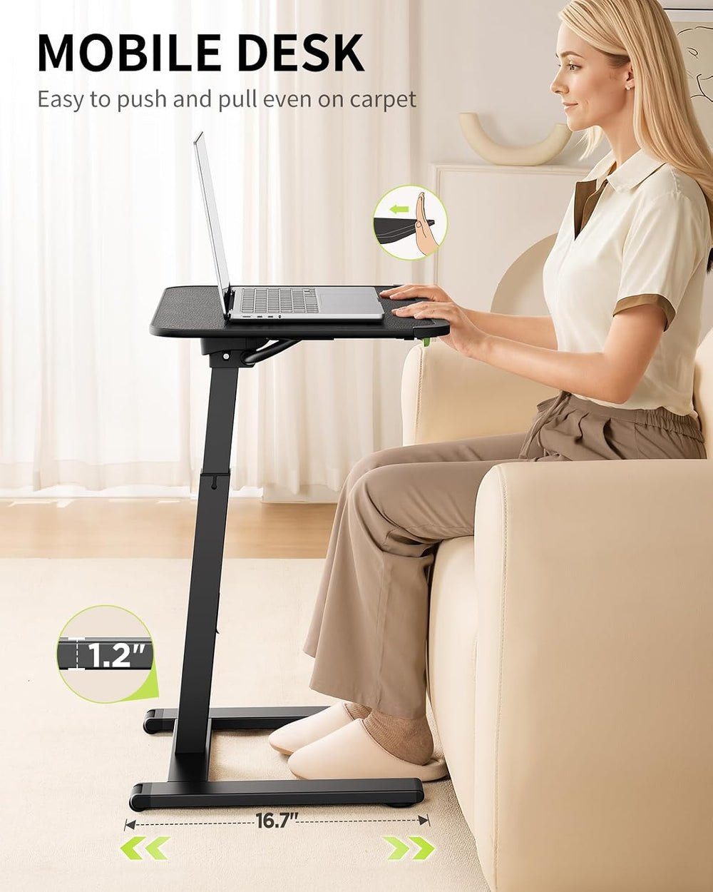 SAIJI Sturdy TV Tray Table with Wheels, Heavy Duty Metal TV Trays for Couch |...