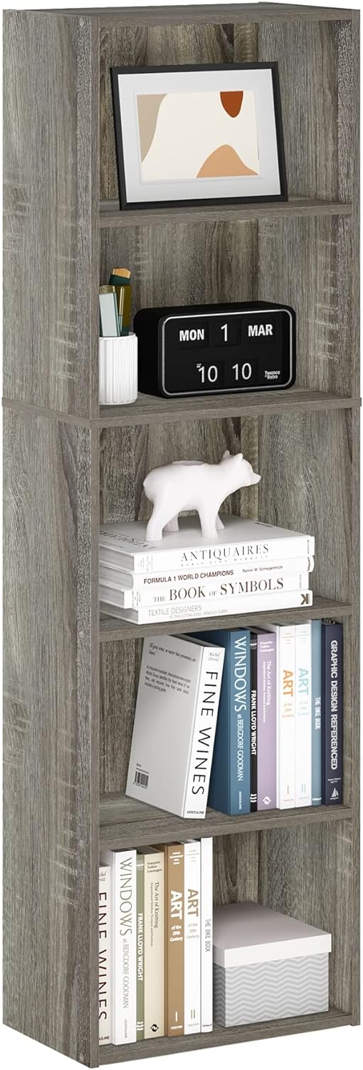 Furinno LUDER Book Shelf, 5-Tier Bookshelf, Bookcase with Open Shelves, 9.4 x...