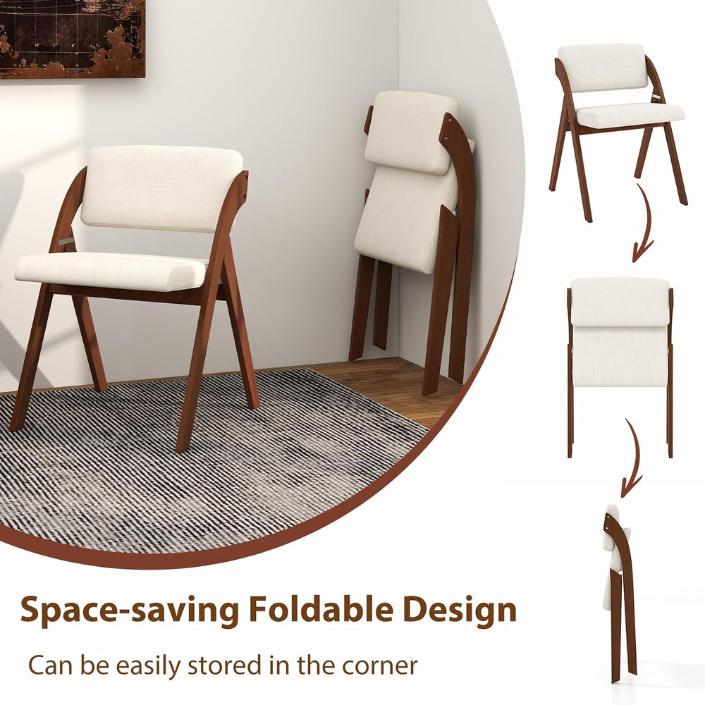 POWERSTONE Folding Chairs Set of 2 with Cushion, Modern Foldable Kitchen Dini...