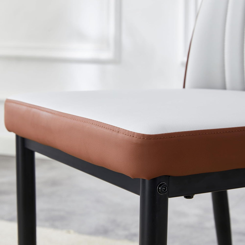 Dining Room Chairs Set of 6, Leather Two-Tone Leather Upholstery Kitchen Chai...