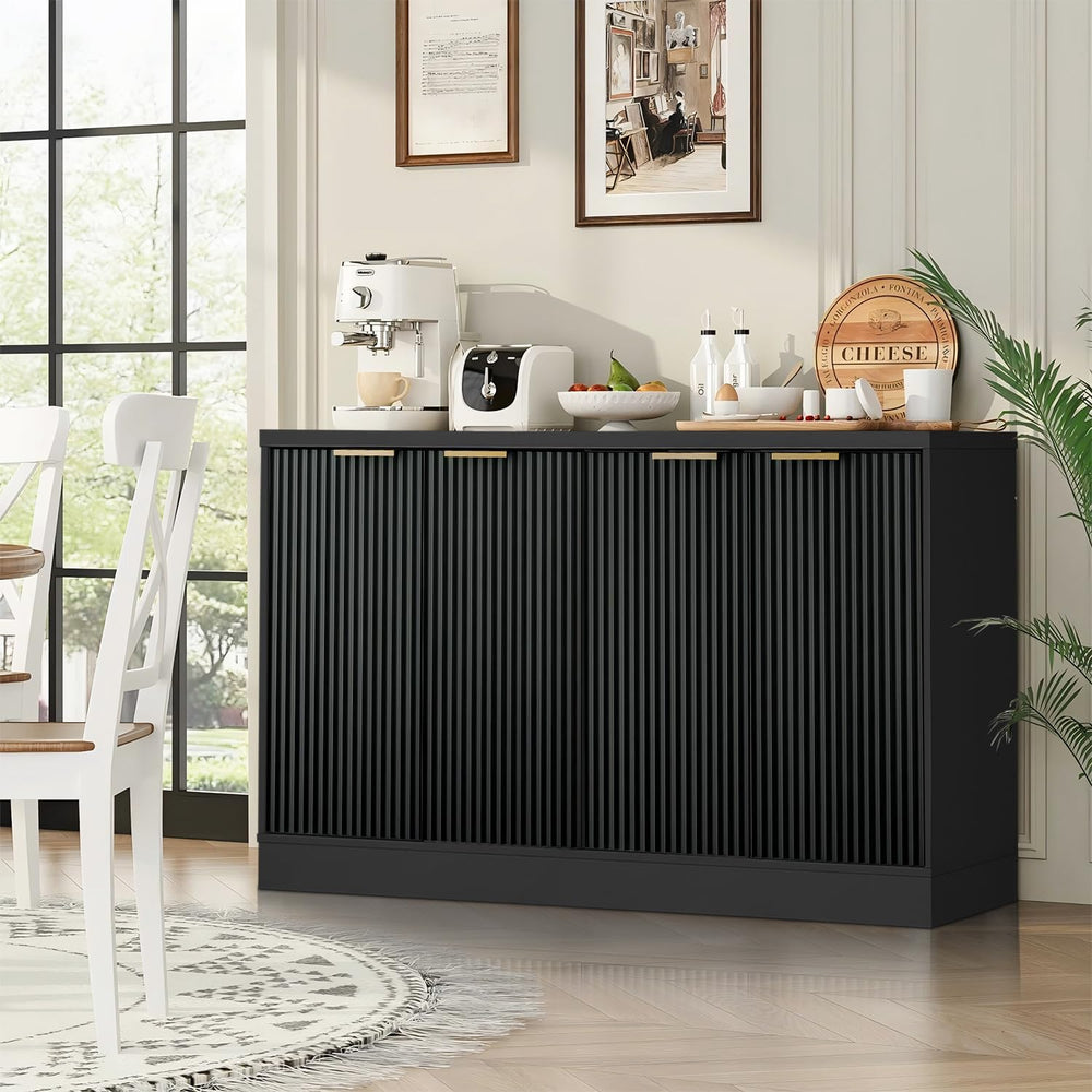 55" Fluted Buffet Sideboard Cabinet, Modern Accent Credenza Table | Adju...