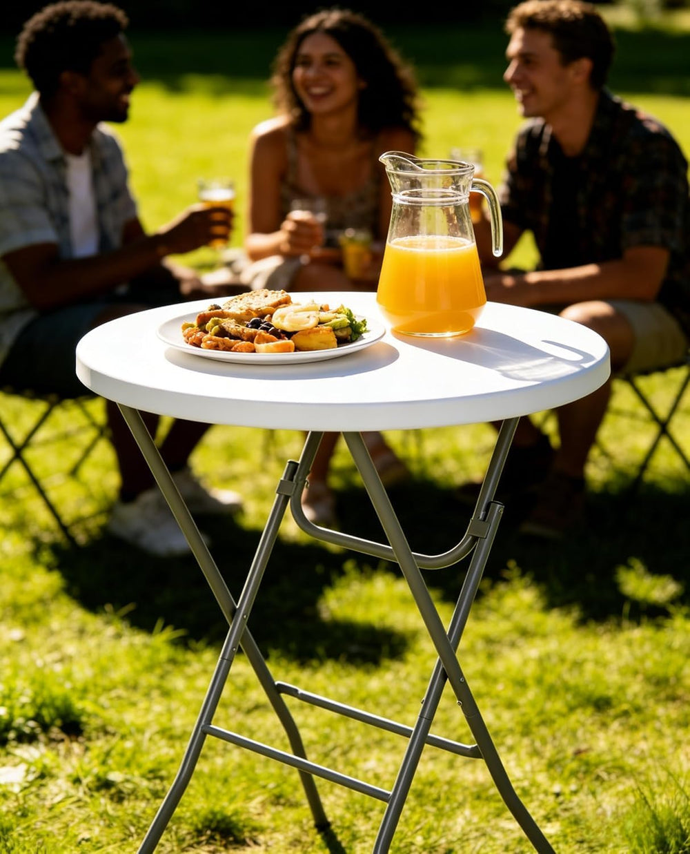Lakhow 2 Pack Cocktail Table 28in Portable Folding Bar Height Table, White | ...