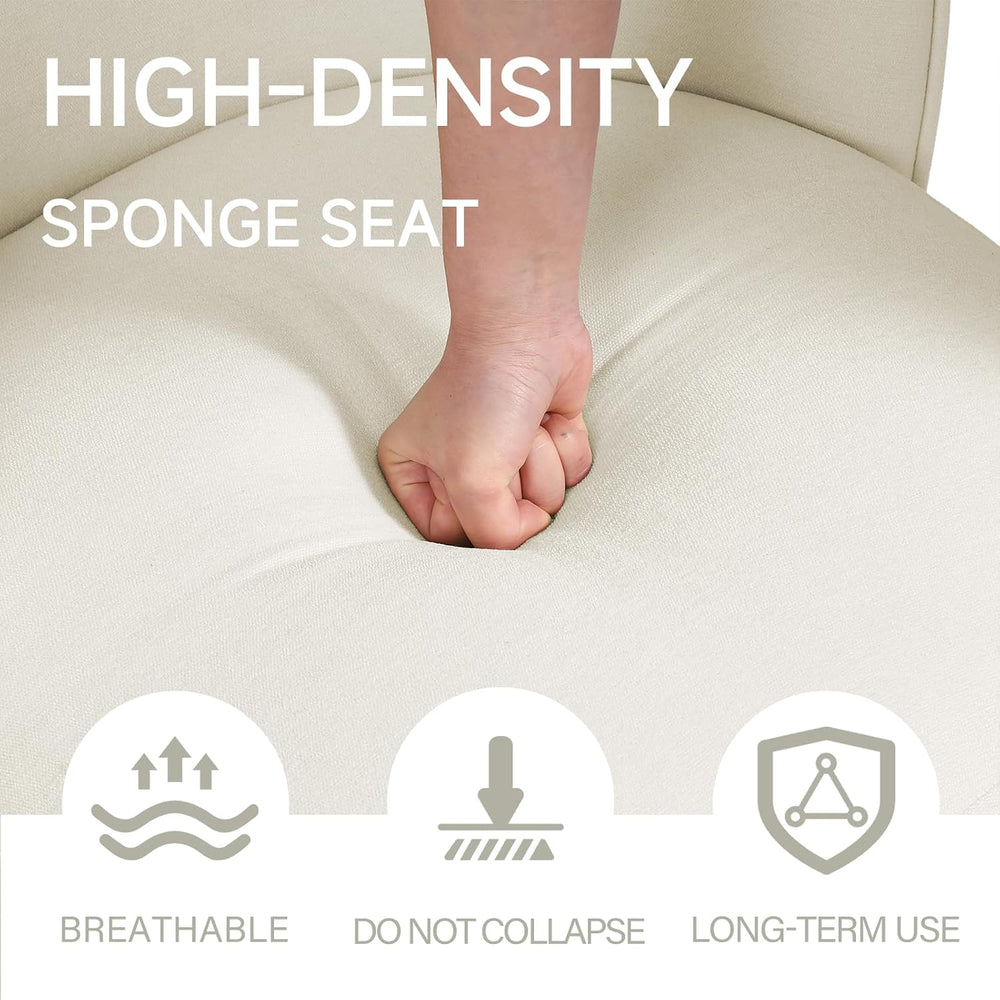 360° Swivel Dining Chair, Fabric Barrel Accent Chair, Beige | Modern Upholste...
