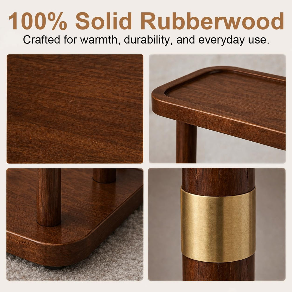 Narrow Side Table, 2-Tier Solid Wood Slim End Table for Small Spaces, 7.5-Inc...