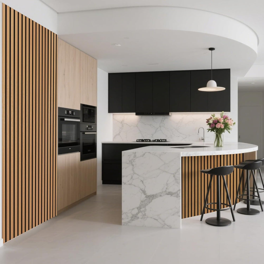 Art3d Roll-Flat Acoustic Wood Slat Wall Panel, 95.3 x 23.8 in, 2-Pack, Teak
