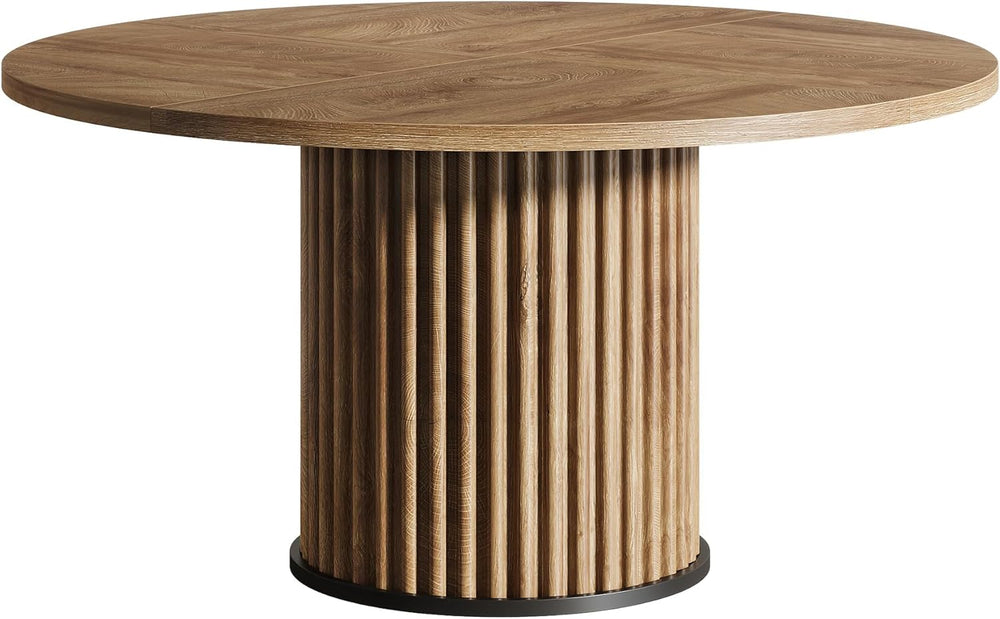 Oigavfd Black Round Dining Table for 4-6 People 47" Circle Dining Table ...
