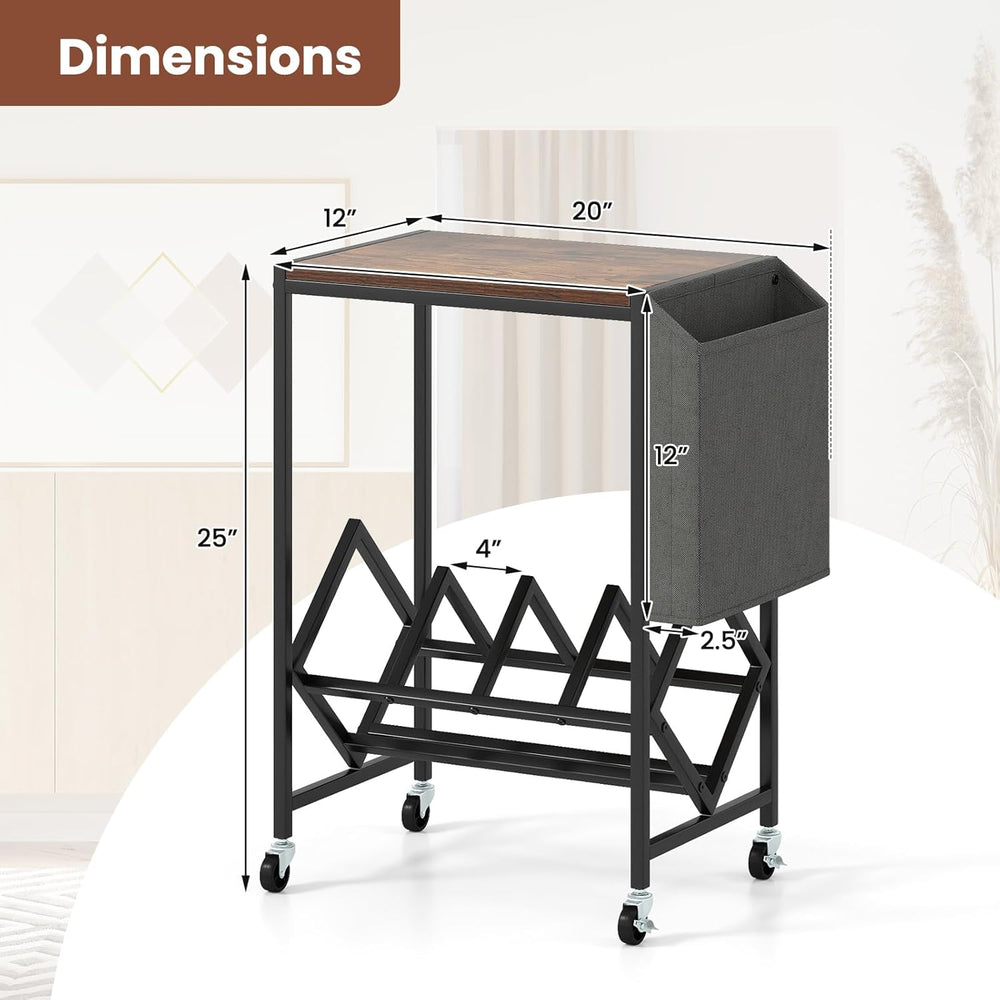 Giantex Record Player Stand, Rolling 2-Tier Turntable Stand with Storage Shel...