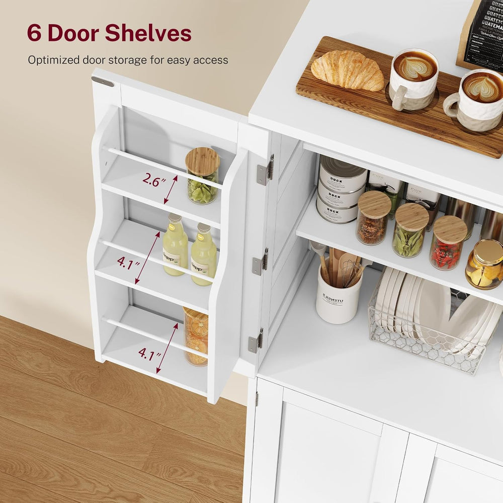 TEENFON 51" H Pantry Cabinet with 4 Doors, Kitchen Cabinet with 6 Door S...