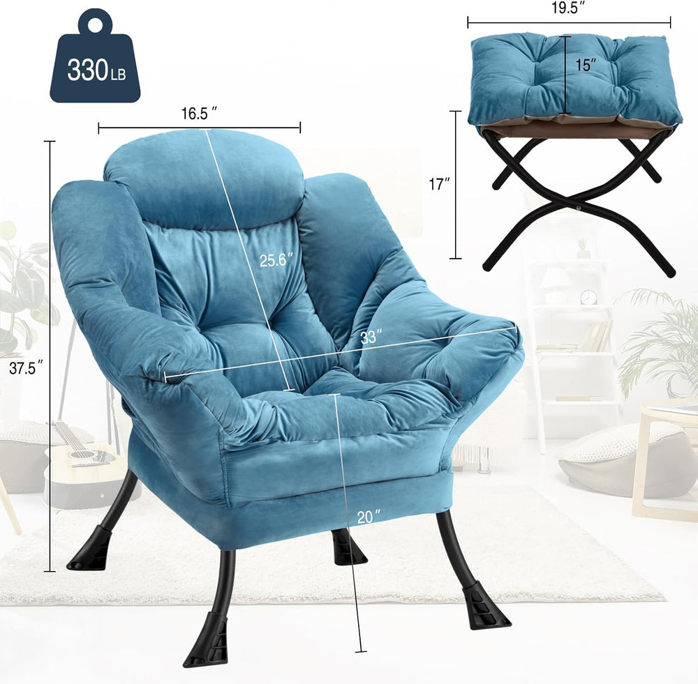 Lazy Chair with Folding Ottoman Modern Large Accent Chair,Contemporary Lounge...