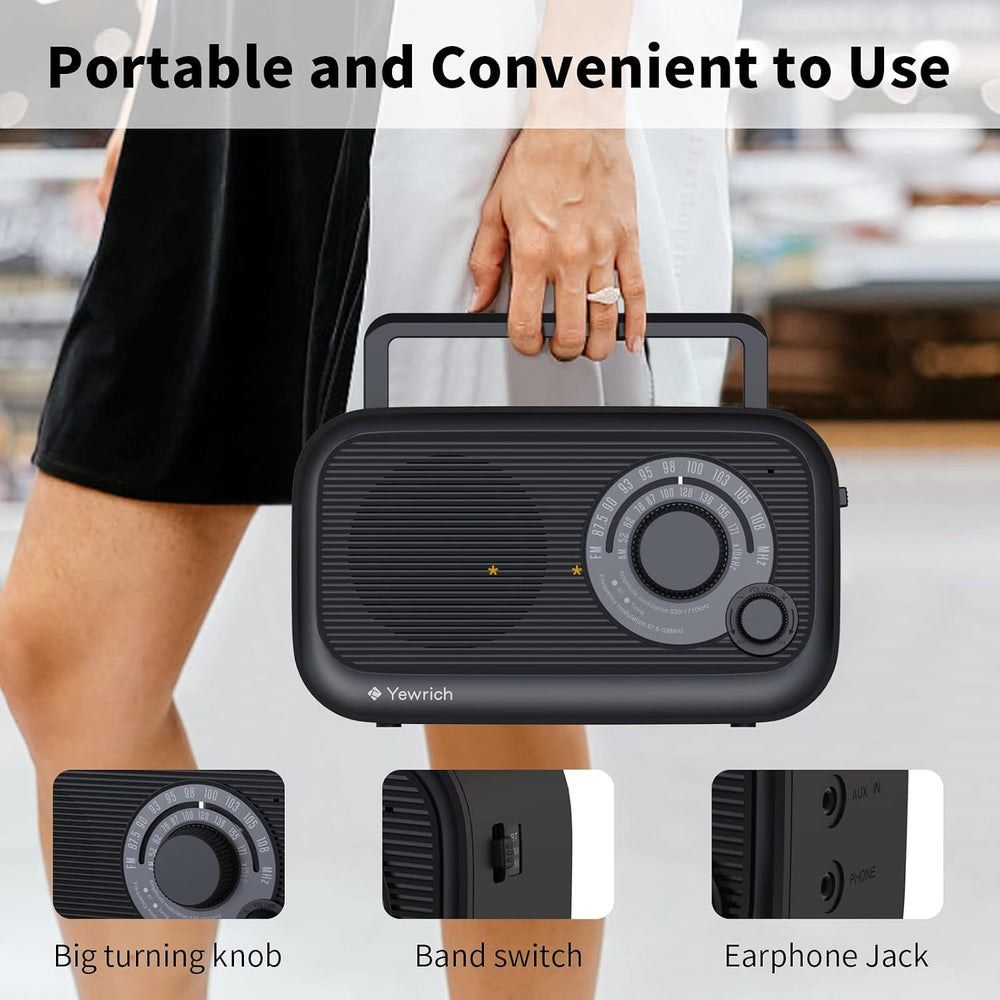 AM FM Radio with Bluetooth AC/DC Power with 3.5mm Headphone Jack