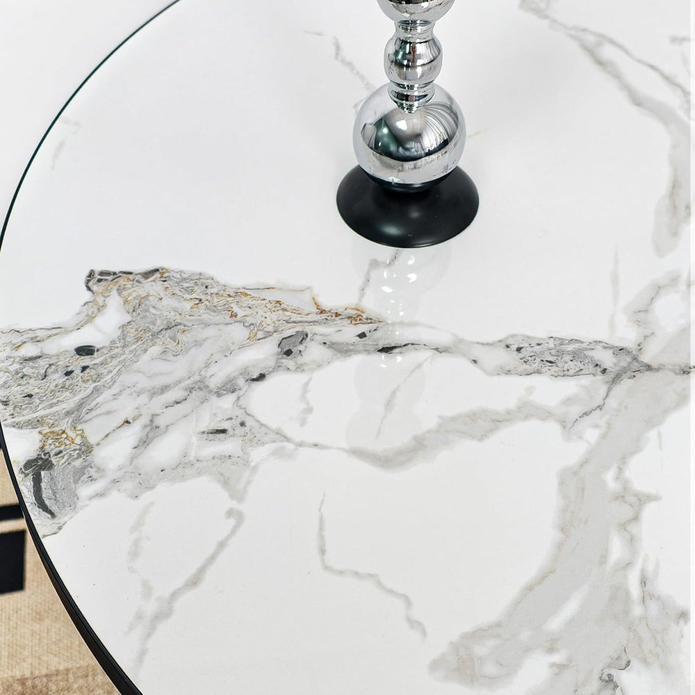 Wisfor Kitchen Dining Table Coffee Table: Round 30 Inch Sintered Stone High G...