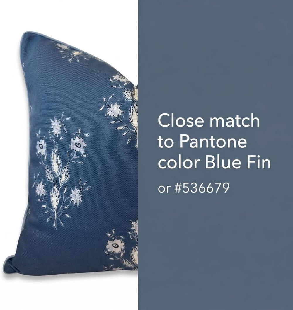 Jillien Harbor “The Norfolk” Dark Blue & White Floral Block Print Pillow ...