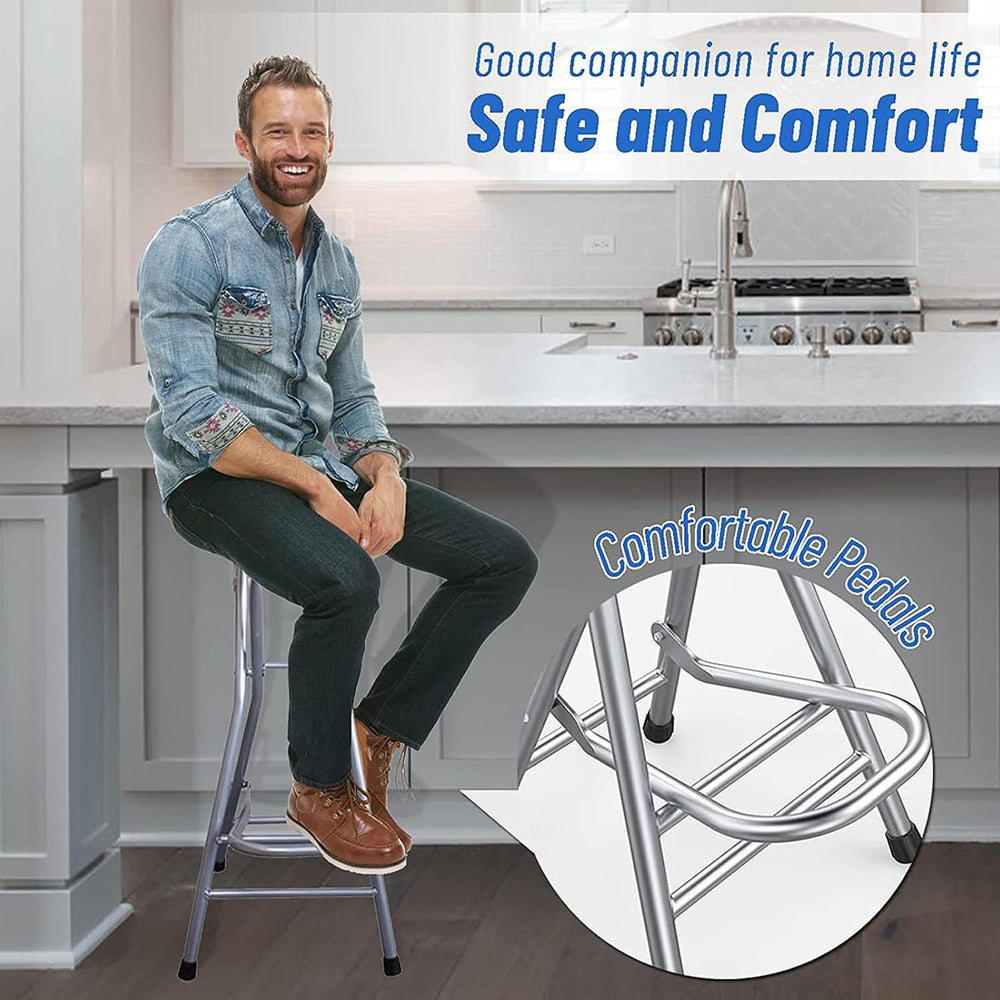 Be&xn Folding Bar Stool, Tall Collapsible Stool Counter Height Folding St...